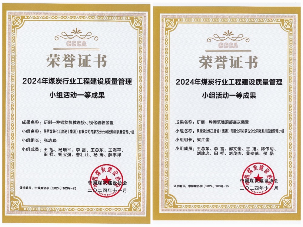 陜煤建設內蒙古分公司：中煤建協QC成果再創(chuàng)佳績